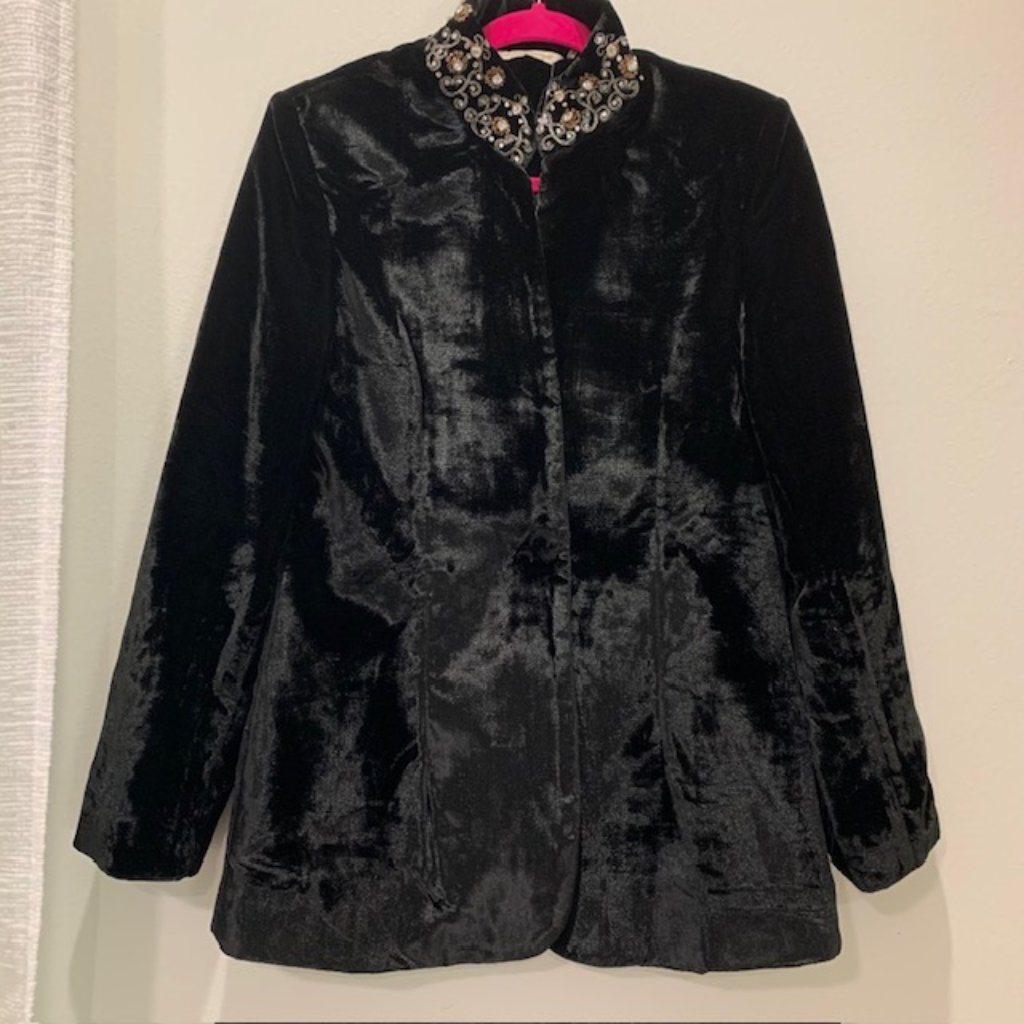 Soft Surroundings Vintage Velvet & Jeweled Jacket Size Small Nwot